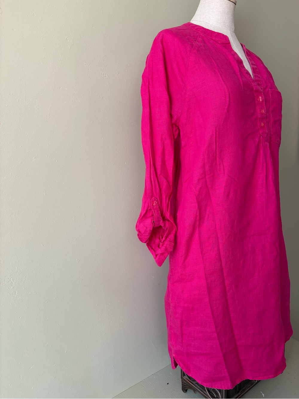 Martha Stewart Pink Button-Front dress Linen Pockets Sz M Sustainable Casual - Picture 6 of 10